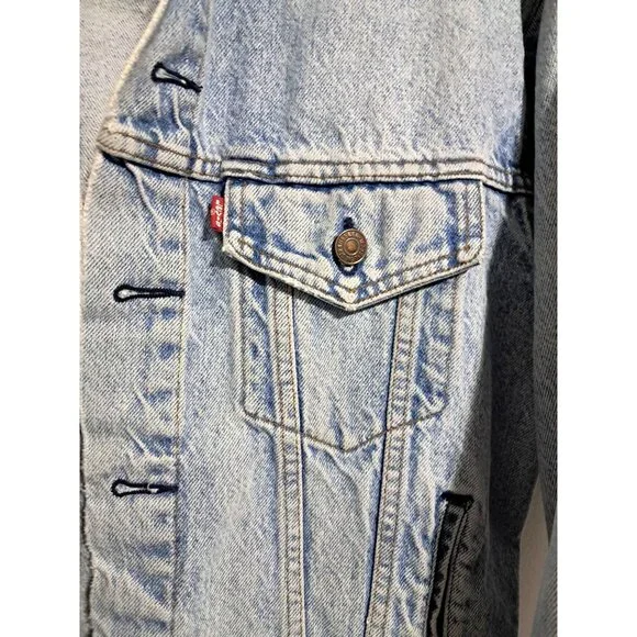 Levis S Vintage Denim Jacket Light Wash 100% Cotton Made In USA 1978 - Picture 7 of 13